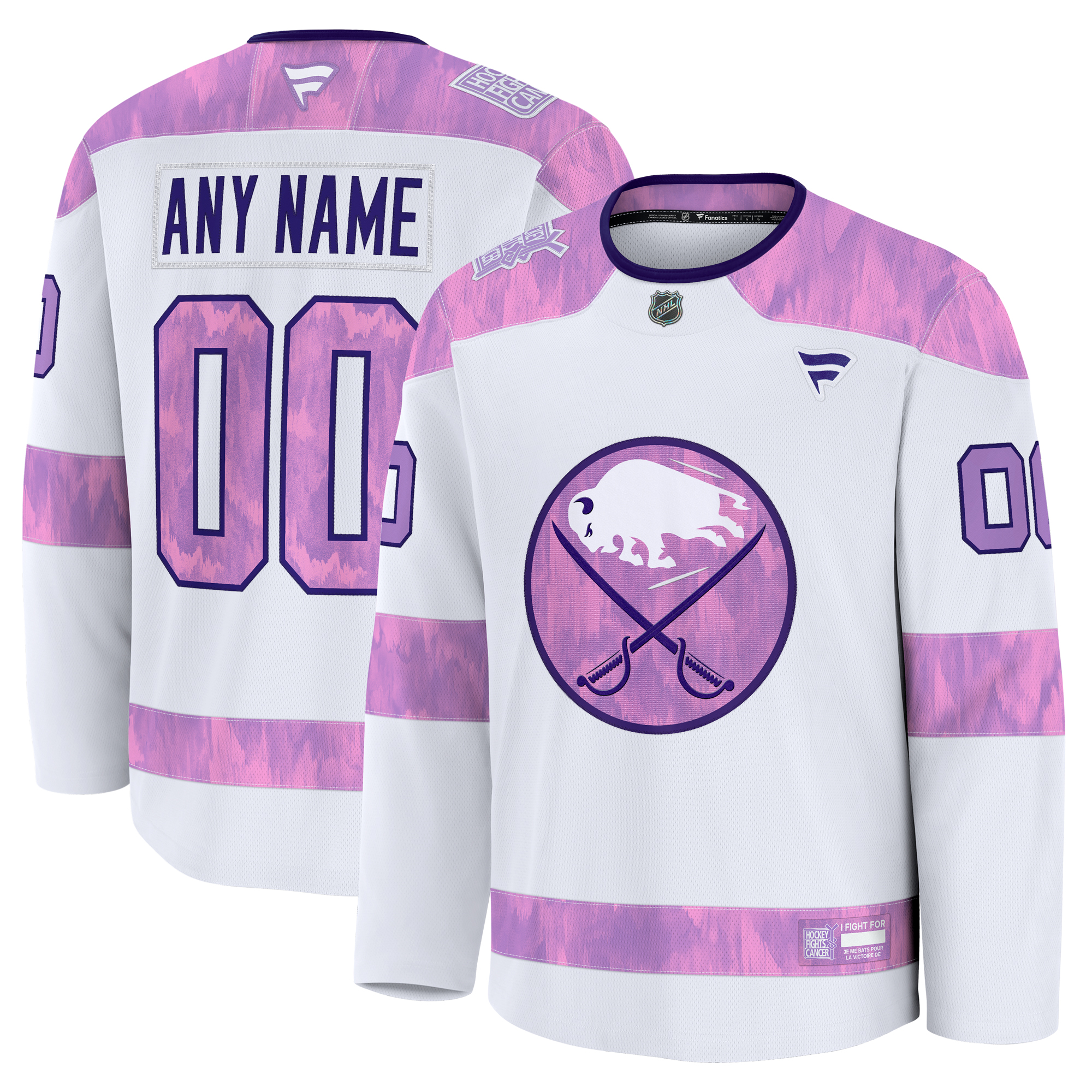 Men’s Fanatics White Buffalo Sabres 2024 Hockey Fights Cancer Custom Practice Jersey Men’s Fanatics White Buffalo Sabres 2024 Hockey Fights Cancer Custom Practice Jersey