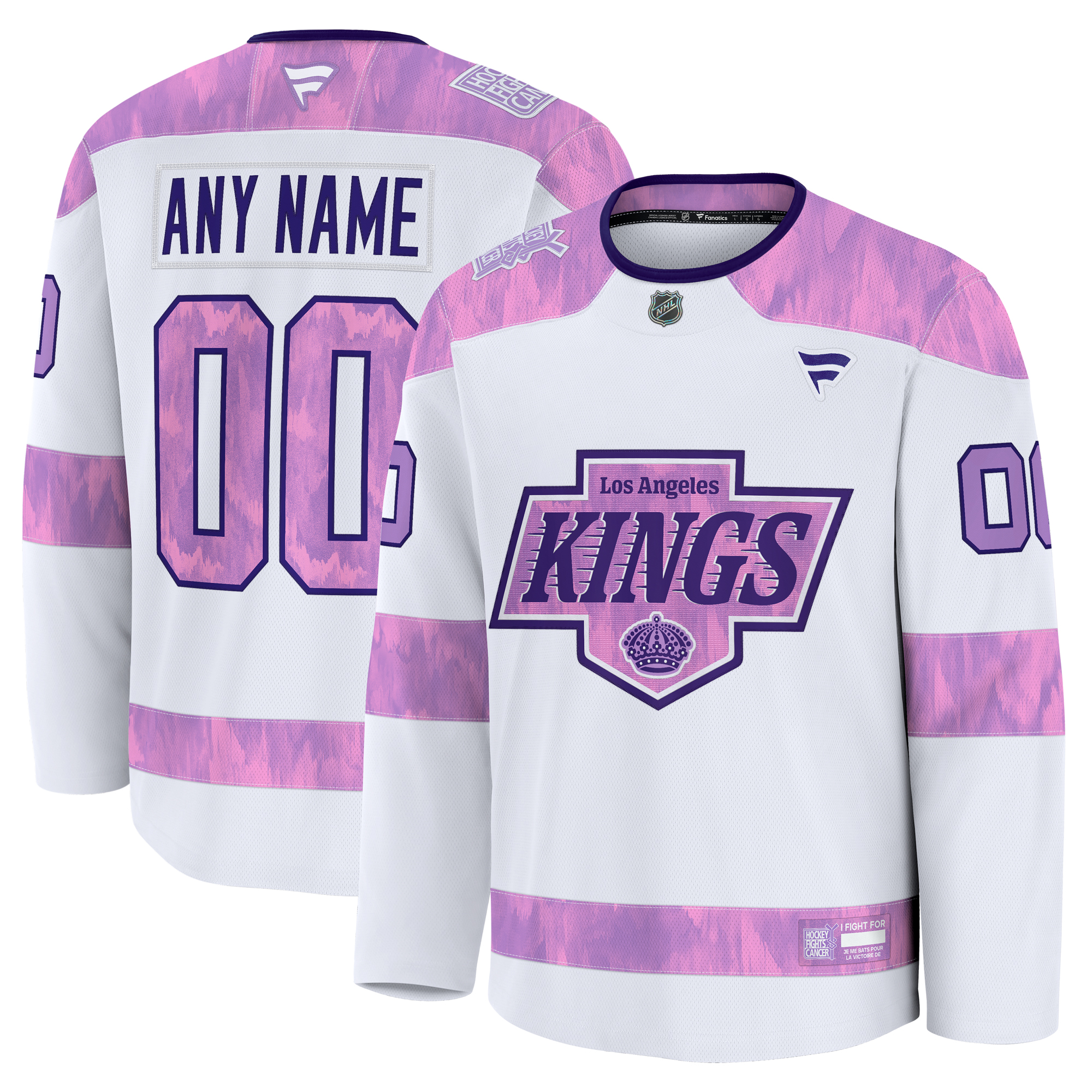 Men’s Fanatics White Los Angeles Kings 2024 Hockey Fights Cancer Custom Practice Jersey Men’s Fanatics White Los Angeles Kings 2024 Hockey Fights Cancer Custom Practice Jersey