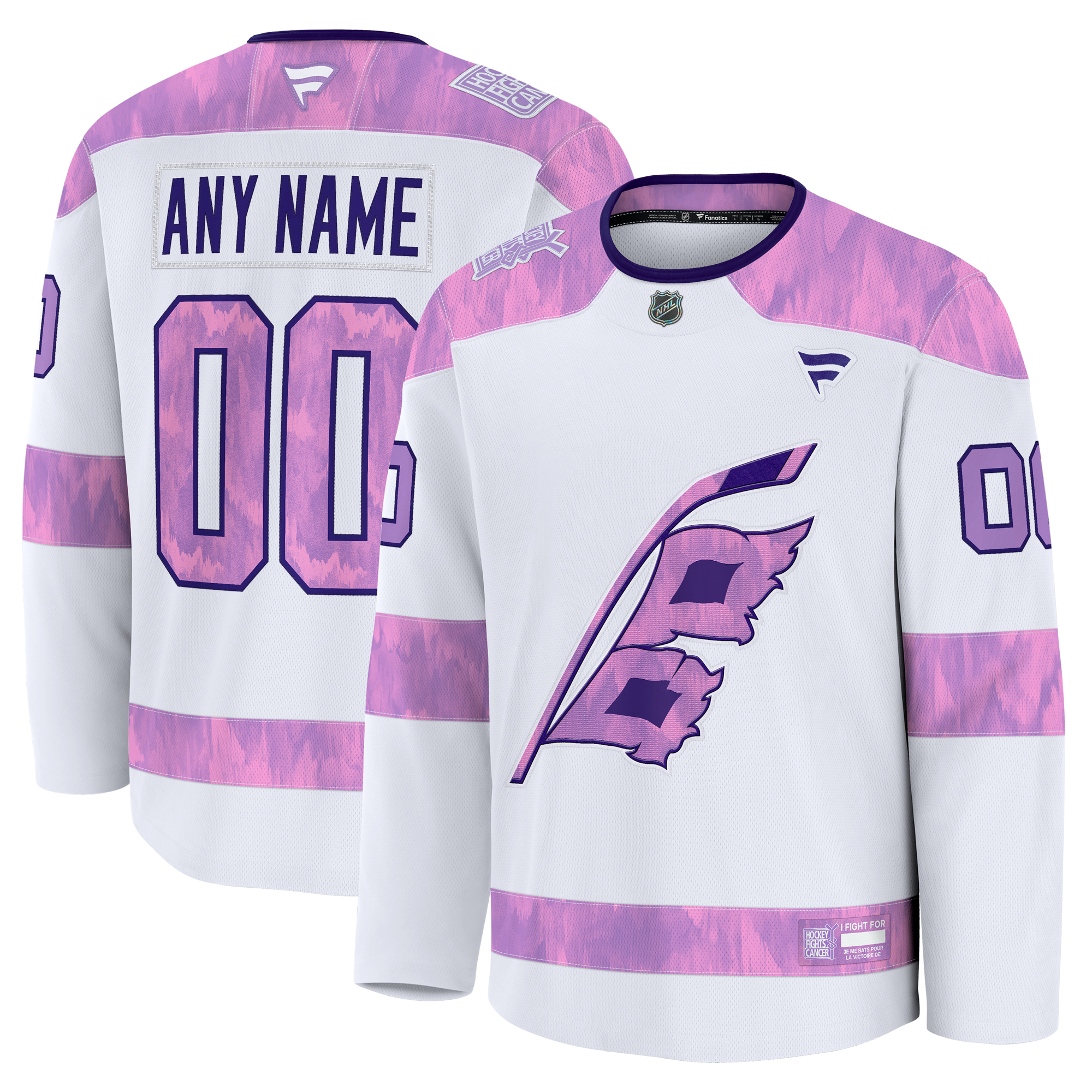 Men’s Fanatics White Carolina Hurricanes 2024 Hockey Fights Cancer Custom Practice Jersey Men’s Fanatics White Carolina Hurricanes 2024 Hockey Fights Cancer Custom Practice Jersey