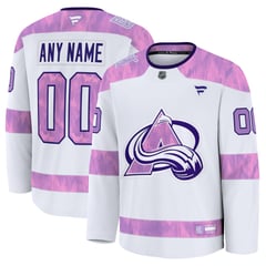 Men's Fanatics  White Colorado Avalanche 2024 Hockey Fights Cancer Custom Practice Jersey