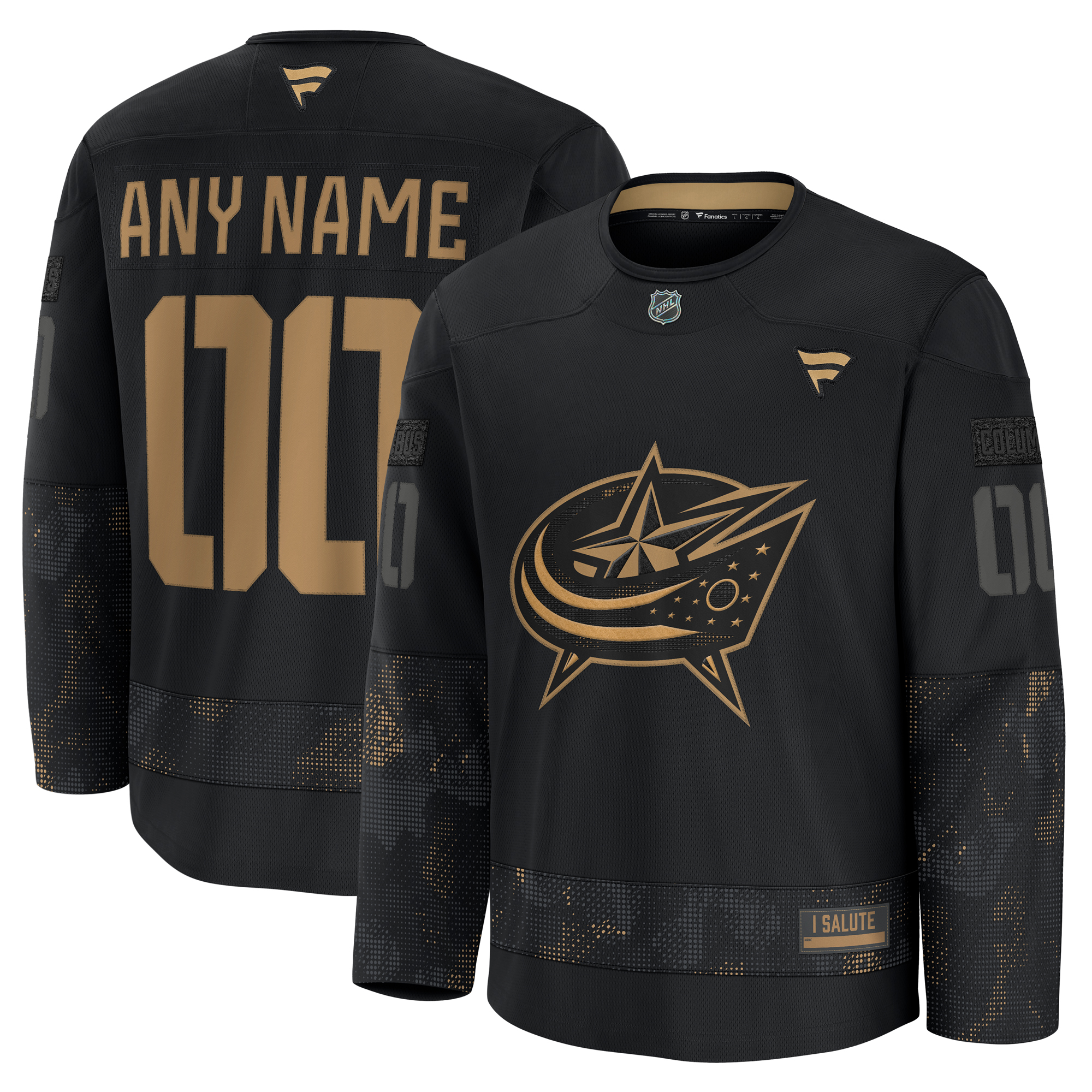 Men’s Fanatics Black Columbus Blue Jackets 2024 Military Appreciation Custom Practice Jersey Men’s Fanatics Black Columbus Blue Jackets 2024 Military Appreciation Custom Practice Jersey