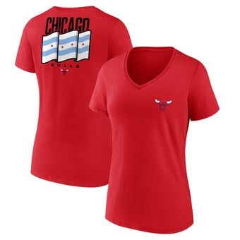 Women's Red Chicago Bulls Clutch V-Neck T-Shirt