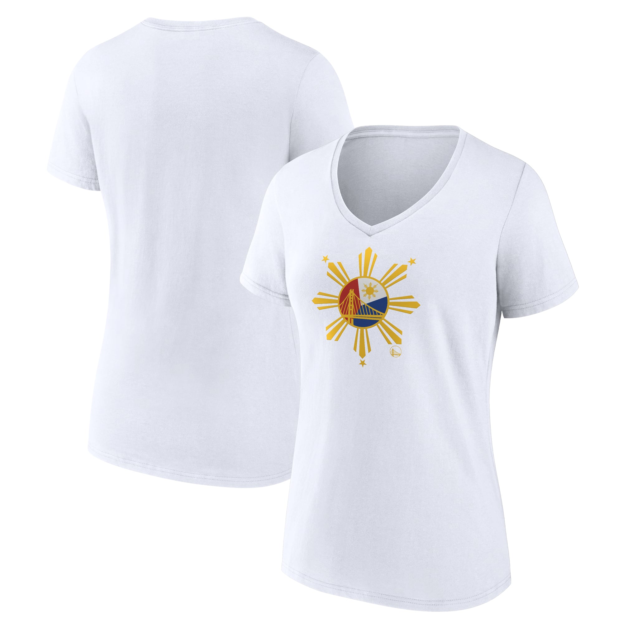 Women's White Golden State Warriors Heritage V-Neck T-Shirt