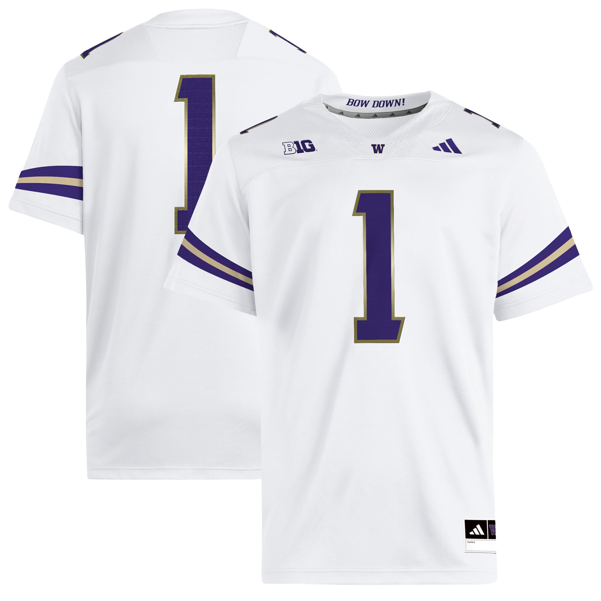 Men's adidas #1 White Washington Huskies Premier Jersey