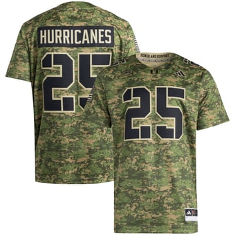 Men's adidas #25 Camo Miami Hurricanes Honor & Support Premier Strategy Jersey