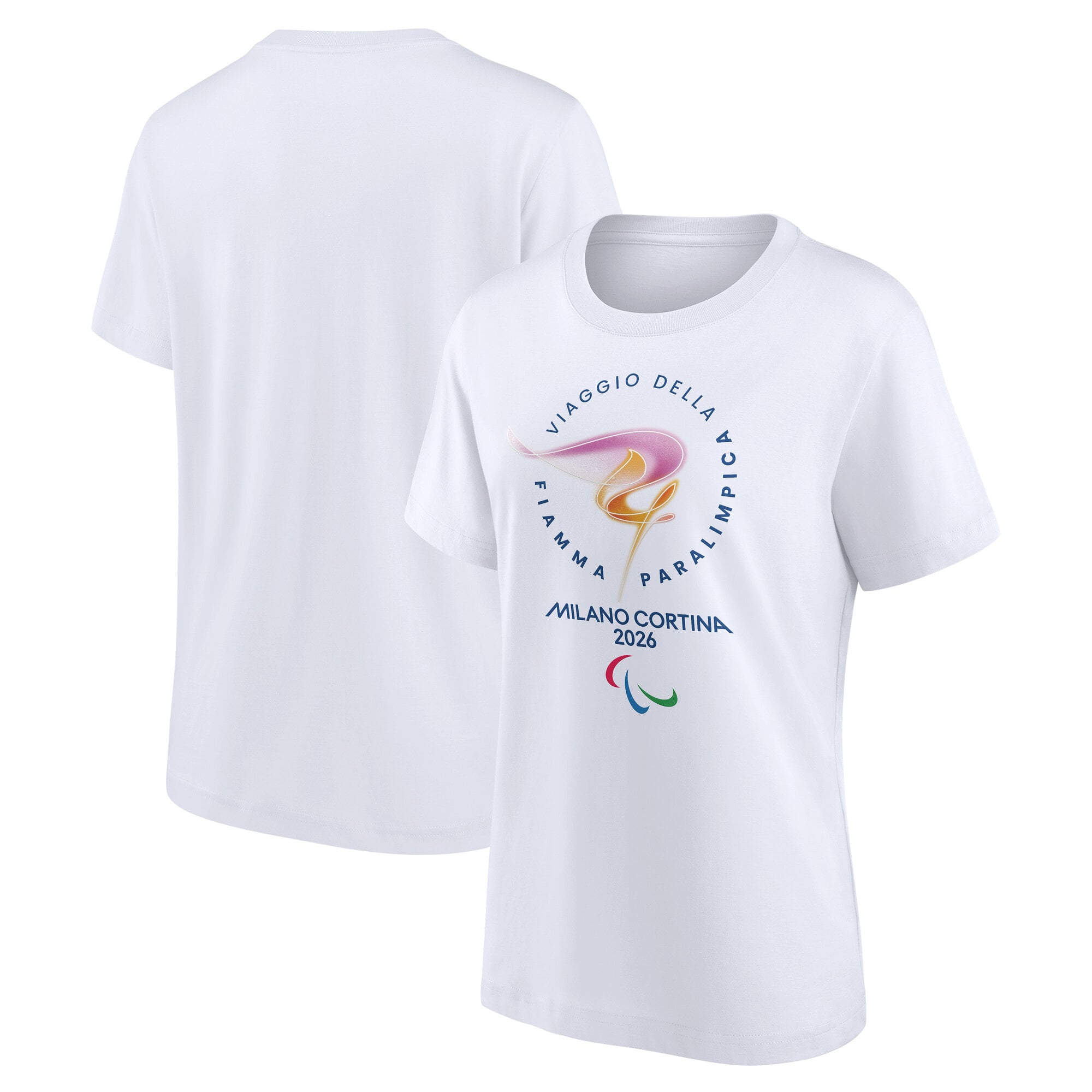 Milano Cortina 2026 Paralympics Torch Primary Logo Graphic T-Shirt - Bianco - Donna