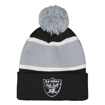 Girls Outerstuff  Black Las Vegas Raiders Let's Play Cuffed Knit Hat with Pom