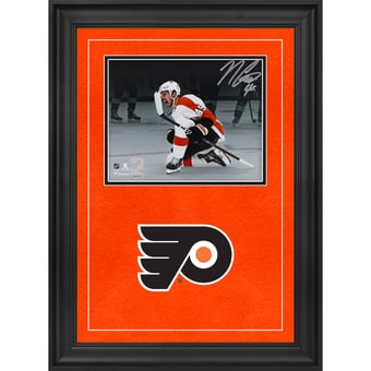 Noah Cates Philadelphia Flyers Autographed Deluxe Framed 8" x 10" White Jersey Celebration Photograph