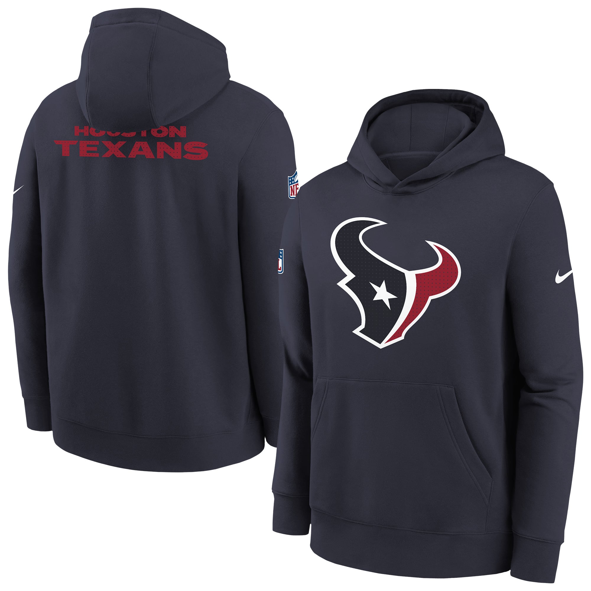 Youth Nike  Navy Houston Texans Sideline Club Fleece Hoodie