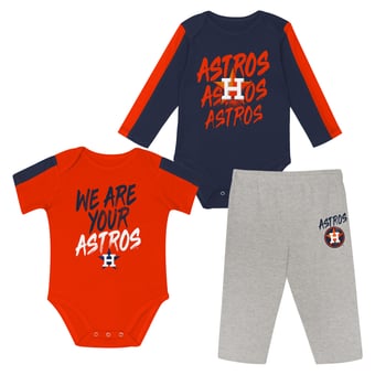 Infant Outerstuff Houston Astros Double Down Bodysuit and Pants 3-Piece Set