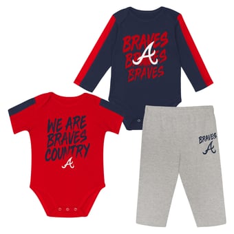Infant Outerstuff Atlanta Braves Double Down Bodysuit and Pants 3-Piece Set