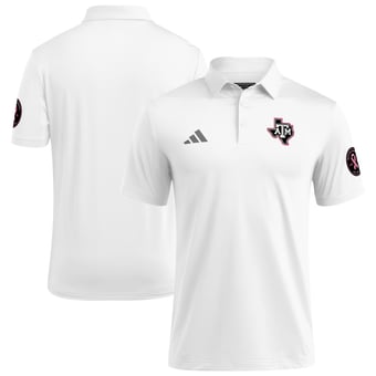 Men's adidas White Texas A&M Aggies Wear Pink Breast Cancer Awareness Polo