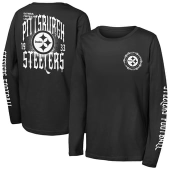 Youth Outerstuff Black Pittsburgh Steelers Rumble Long Sleeve T-Shirt