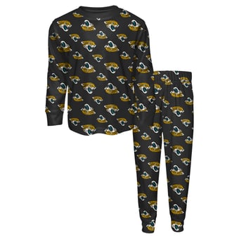 Preschool Outerstuff Black Jacksonville Jaguars All-Over-Print Long Sleeve T-Shirt and Pants Sleep Set