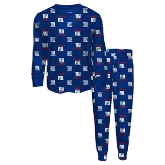Toddler Outerstuff Royal New York Giants All-Over-Print Long Sleeve T-Shirt and Pants Sleep Set