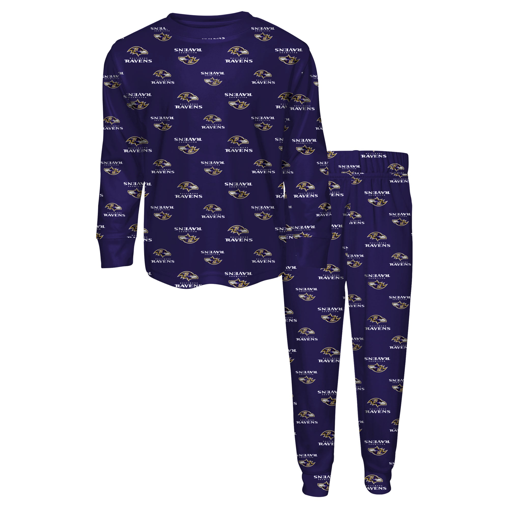 Toddler Outerstuff Purple Baltimore Ravens All-Over-Print Long Sleeve T-Shirt and Pants Sleep Set