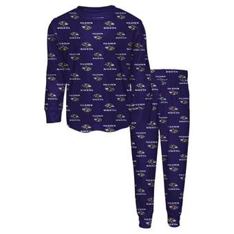 Toddler Outerstuff Purple Baltimore Ravens All-Over-Print Long Sleeve T-Shirt and Pants Sleep Set