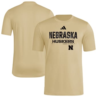 Men's adidas  Natural Nebraska Huskers 2025 Military Appreciation Pre-Game AEROREADY T-Shirt