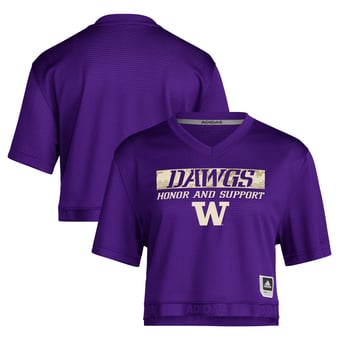 Women's adidas Purple Washington Huskies Salute to Service Cropped T-Shirt