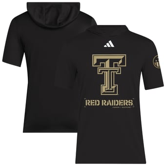 Men's adidas  Black Texas Tech Red Raiders 2025 Military Appreciation AEROREADY Hooded T-Shirt