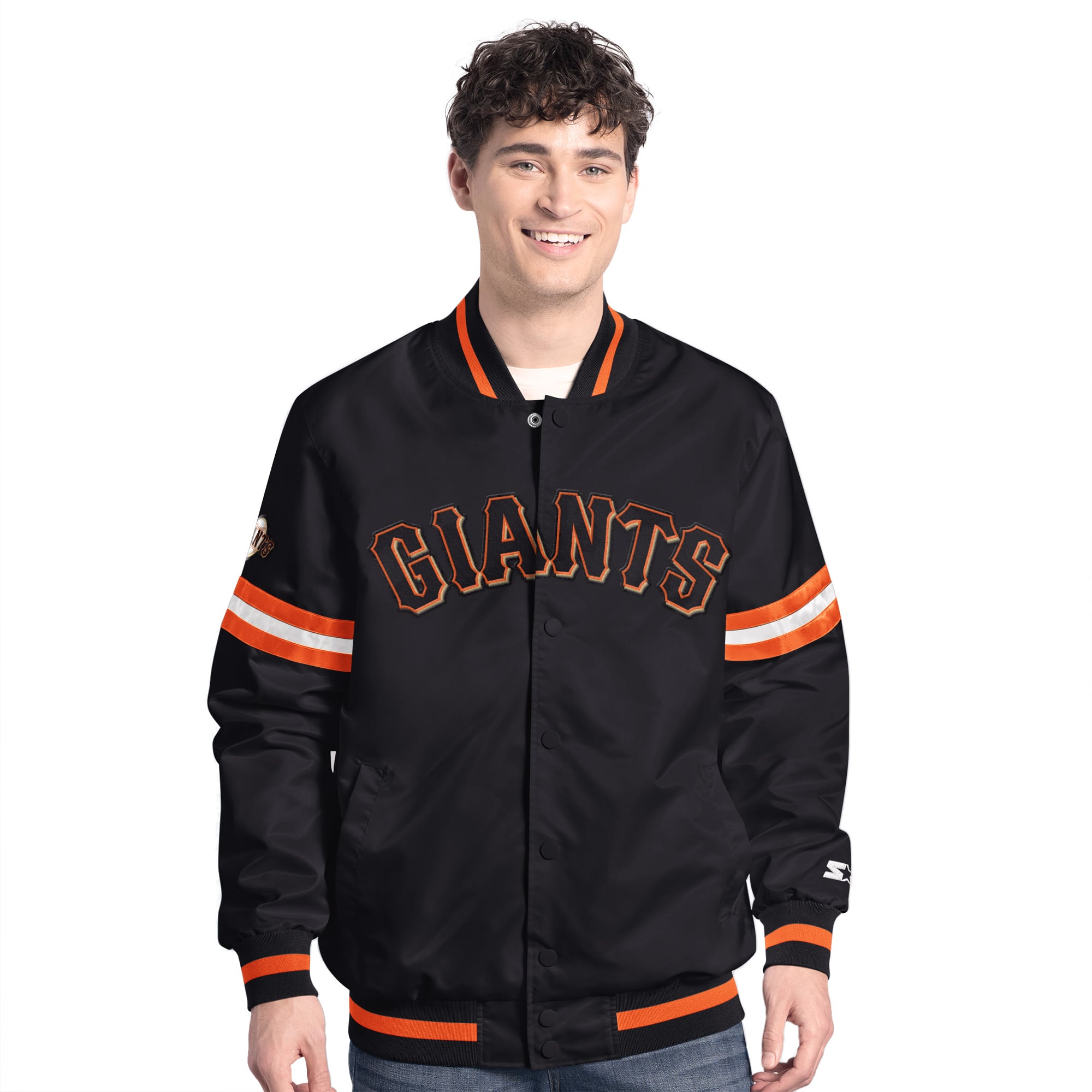 Men's Starter Black San Francisco Giants Scout Full-Snap Varsity Jacket