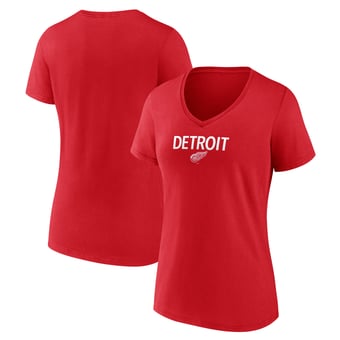 Women's Red Detroit Red Wings Primary Logo V-Neck T-Shirt