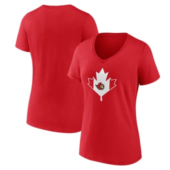 Women's Red Ottawa Senators Canada Day V-Neck T-Shirt