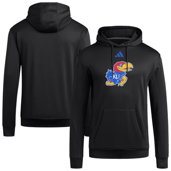Men's adidas  Black Kansas Jayhawks Locker Logo Fleece Pullover Hoodie