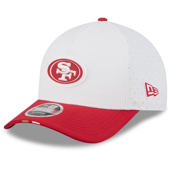 Men's New Era  White/Scarlet San Francisco 49ers 2025 NFL Training Camp A-Frame 9FORTY Adjustable Hat