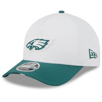 Men's New Era  White/Midnight Green Philadelphia Eagles 2025 NFL Training Camp A-Frame 9FORTY Adjustable Hat