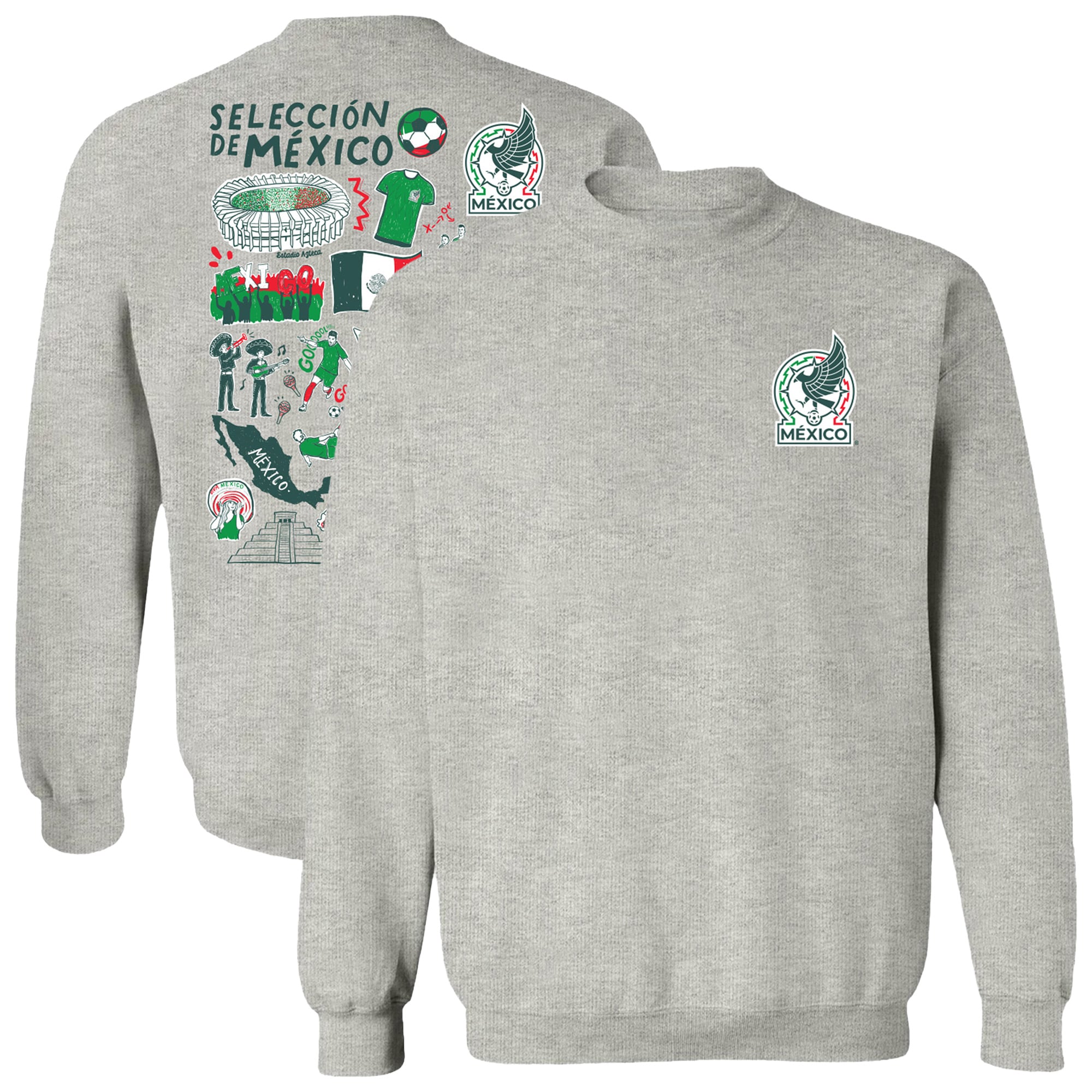 Women's Vive La Fete Gray Mexico National Team Impressions Artwork Pullover Sweatshirt