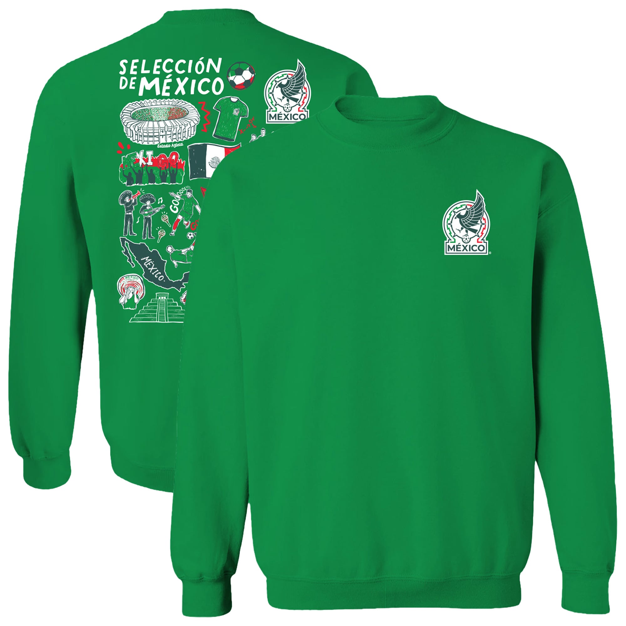 Women's Vive La Fete Green Mexico National Team Impressions Artwork Pullover Sweatshirt