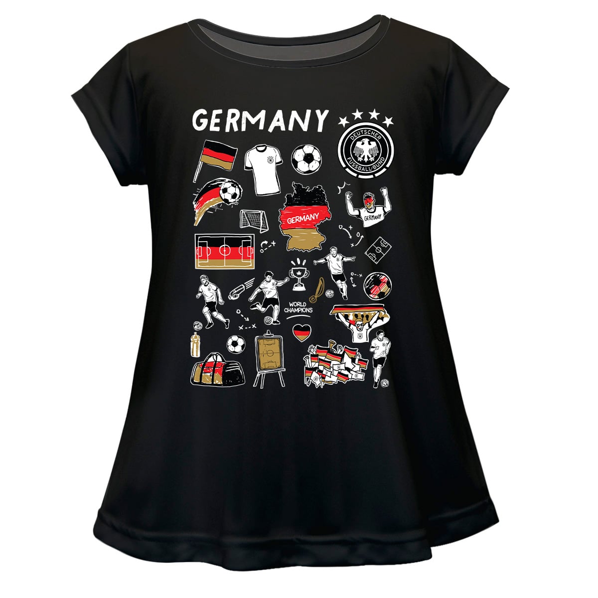 Girls Youth Vive La Fete Black Germany National Team Impressions Artwork A-Line Top