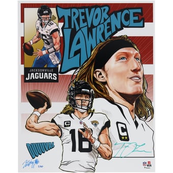 Trevor Lawrence Jacksonville Jaguars Autographed 16" x 20" Photo Print - Art by Brian Kong - Limited Edition of 50