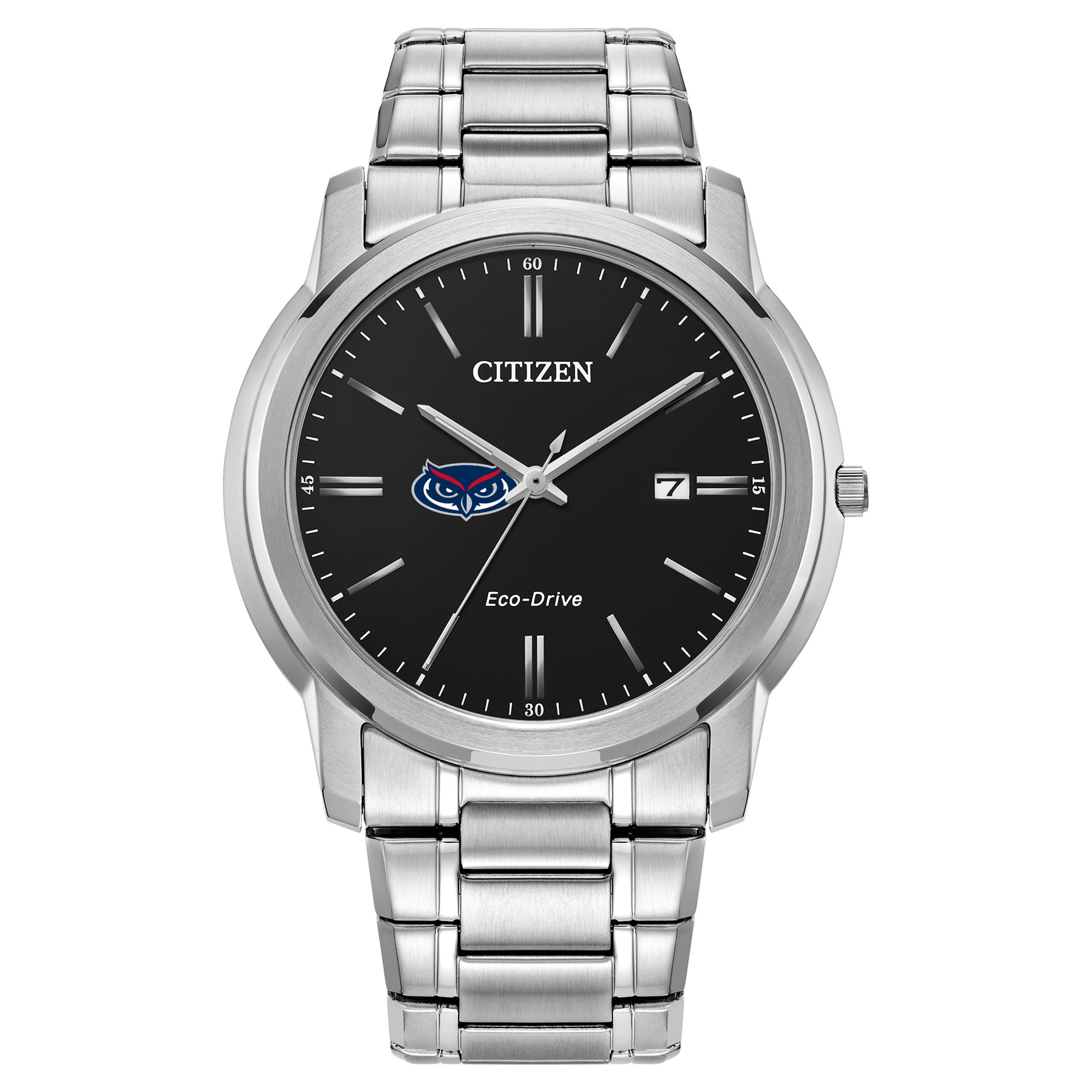 Men's Citizen Watch  Silver Florida Atlantic Owls Eco-Drive Black Dial Watch