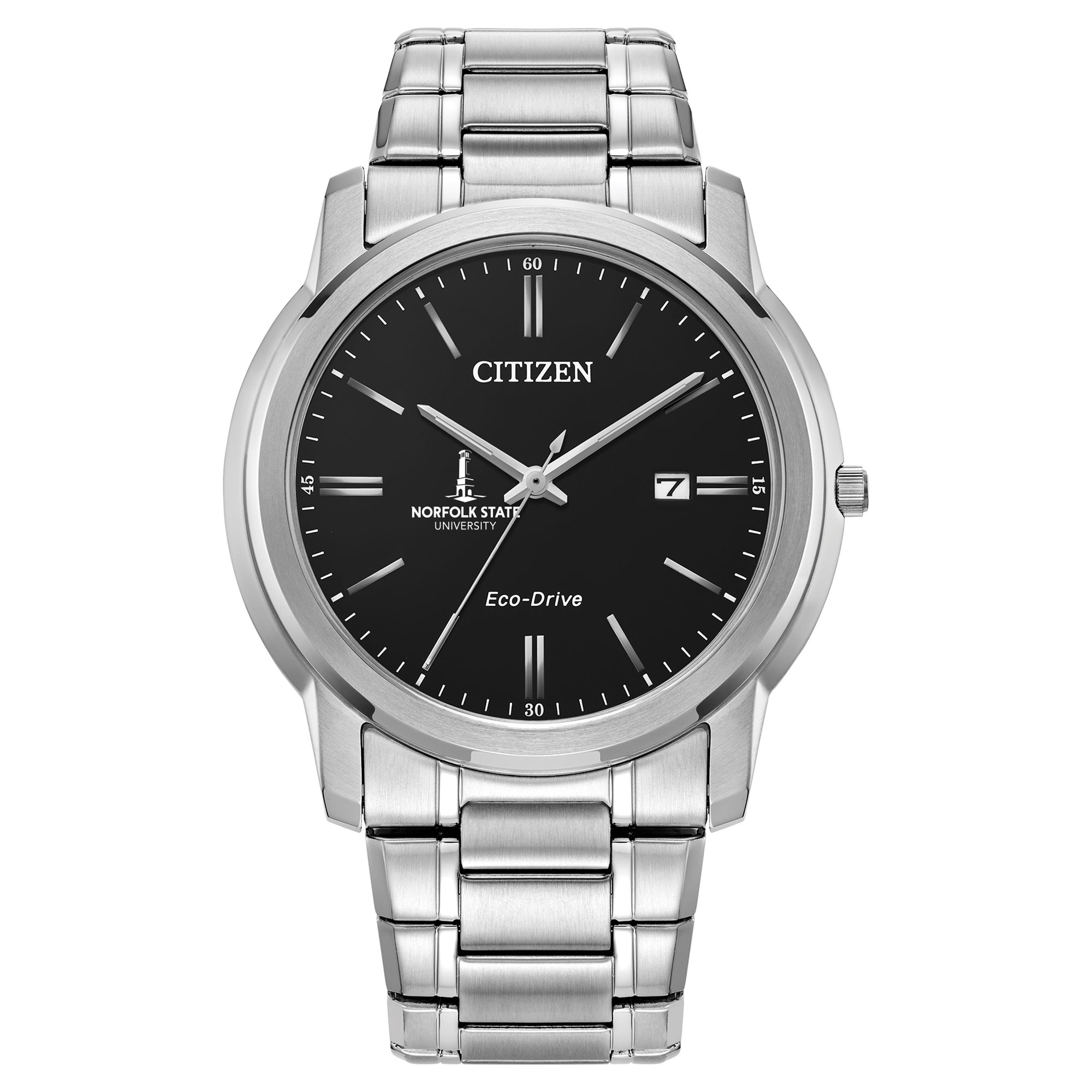 Men's Citizen Watch  Silver Norfolk State Spartans Eco-Drive Black Dial Watch