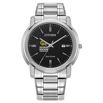 Men's Citizen Watch  Silver George Mason Patriots Eco-Drive Black Dial Watch