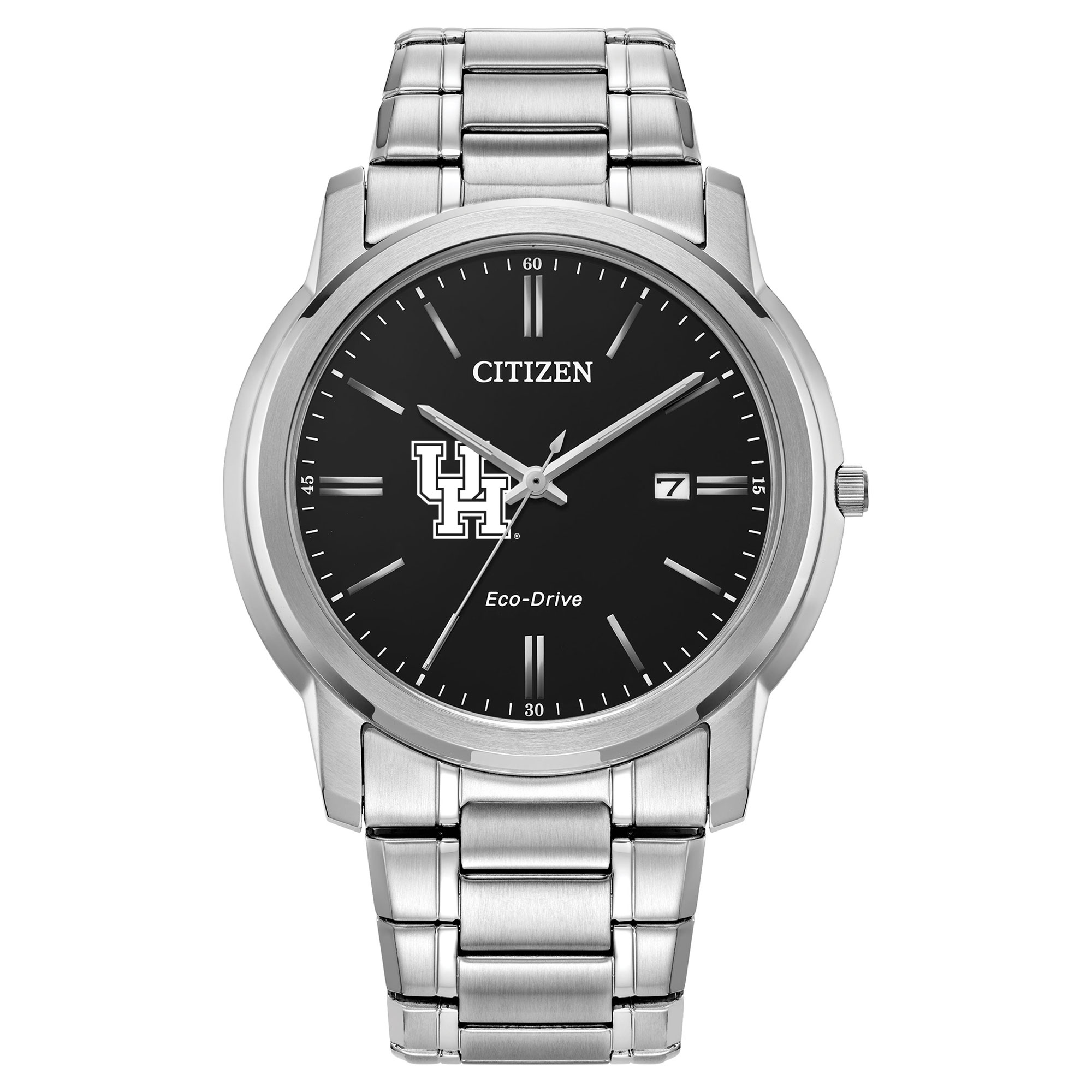 Men's Citizen Watch  Silver Houston Cougars Eco-Drive Black Dial Watch