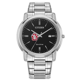 Men's Citizen Watch  Silver South Dakota Coyotes Eco-Drive Black Dial Watch
