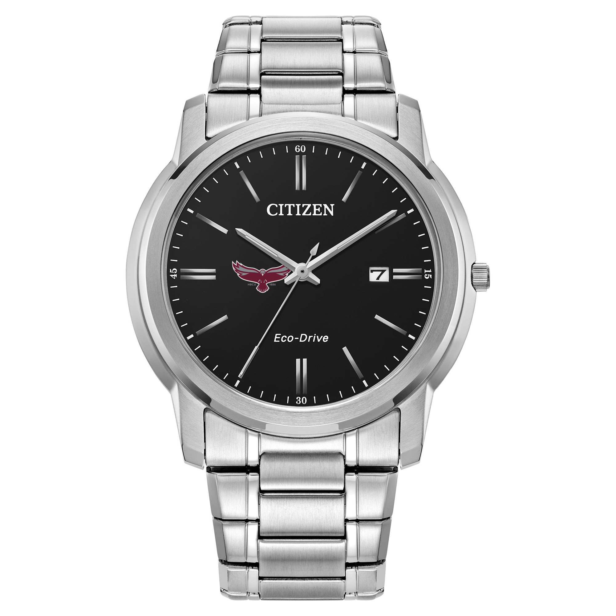 Men's Citizen Watch Silver Maryland Eastern Shore Hawks Eco-Drive Black Dial Watch
