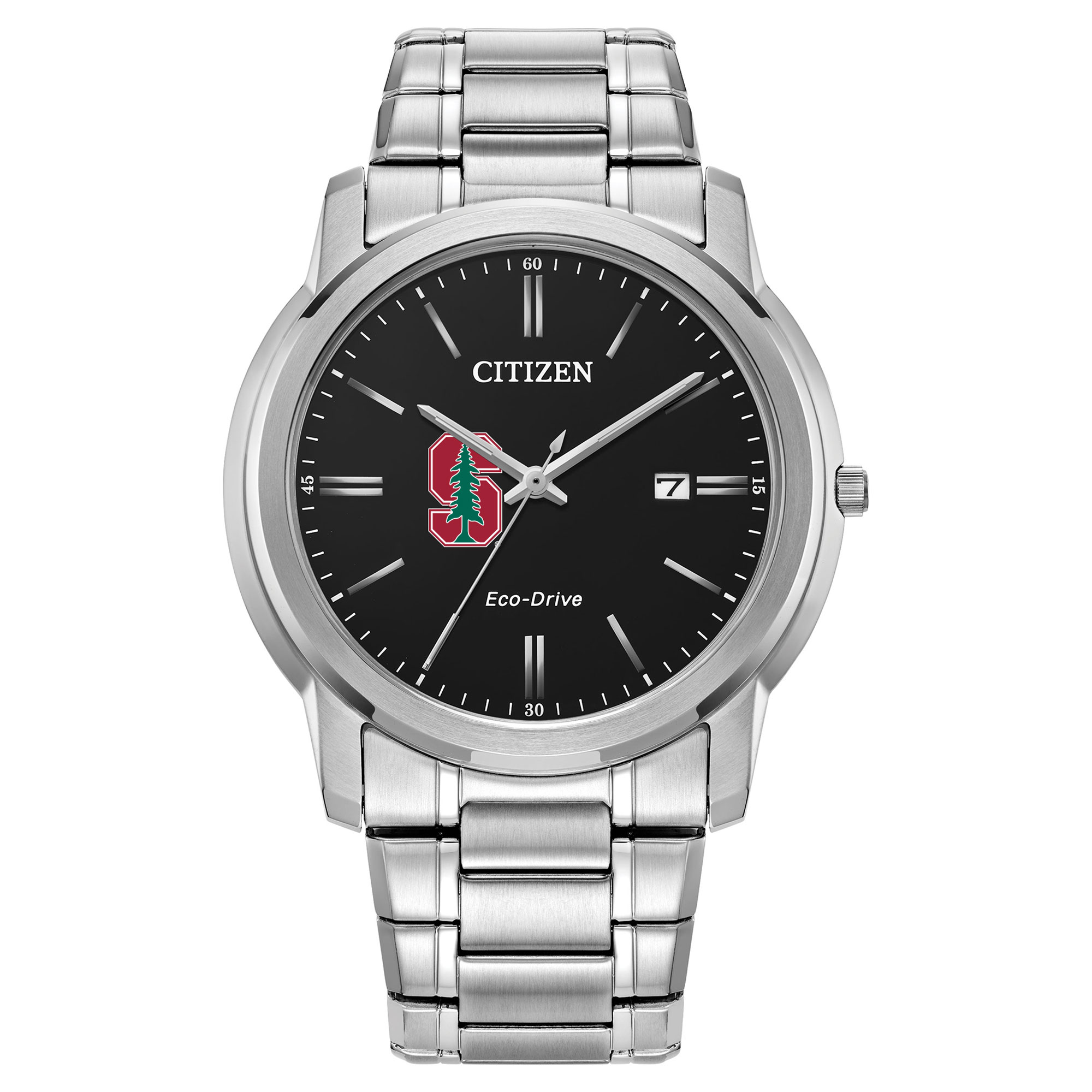Men's Citizen Watch  Silver Stanford Cardinal Eco-Drive Black Dial Watch