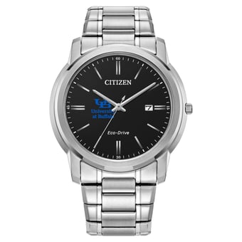 Men's Citizen Watch  Silver Buffalo Bulls Eco-Drive Black Dial Watch