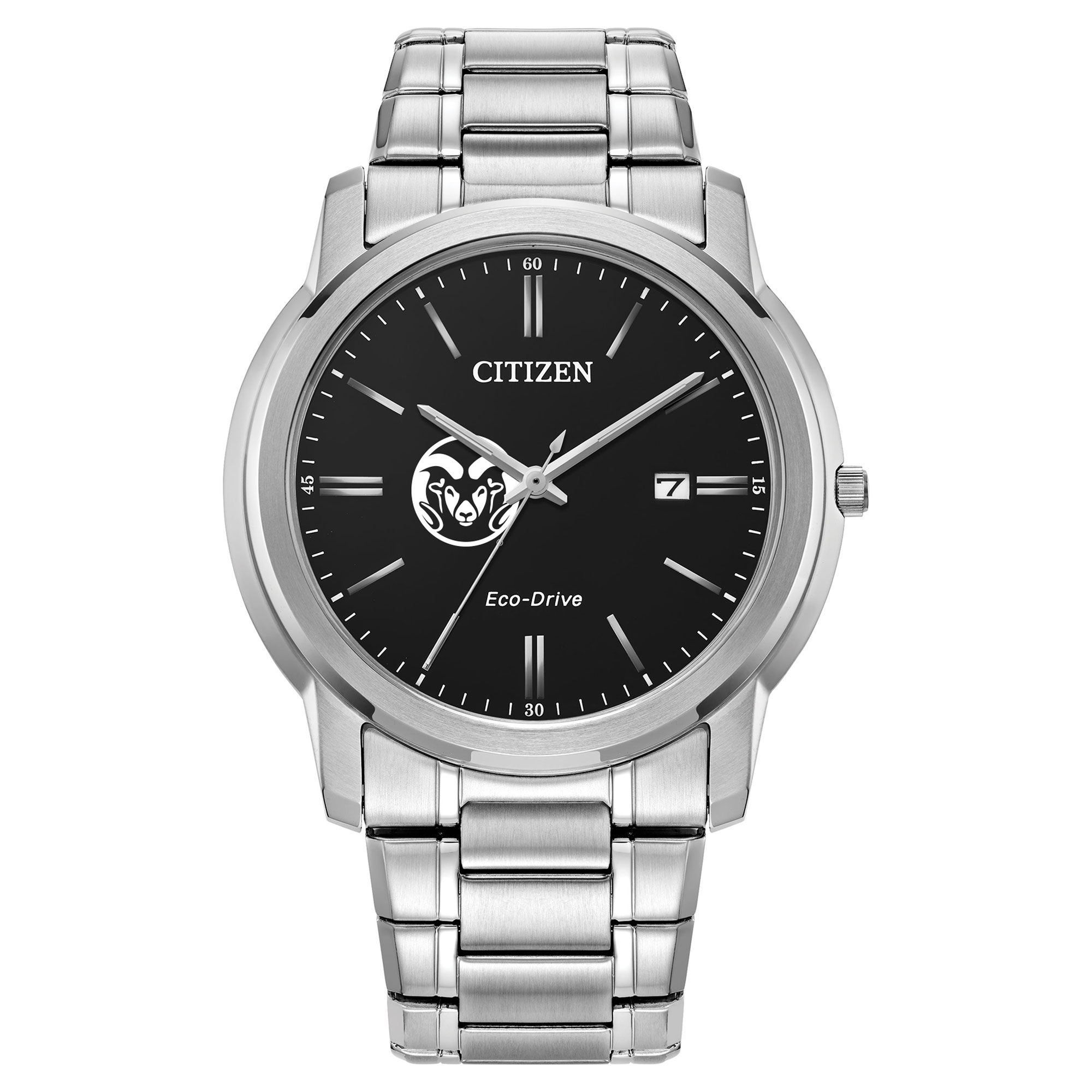 Men's Citizen Watch  Silver Colorado State Rams Eco-Drive Black Dial Watch