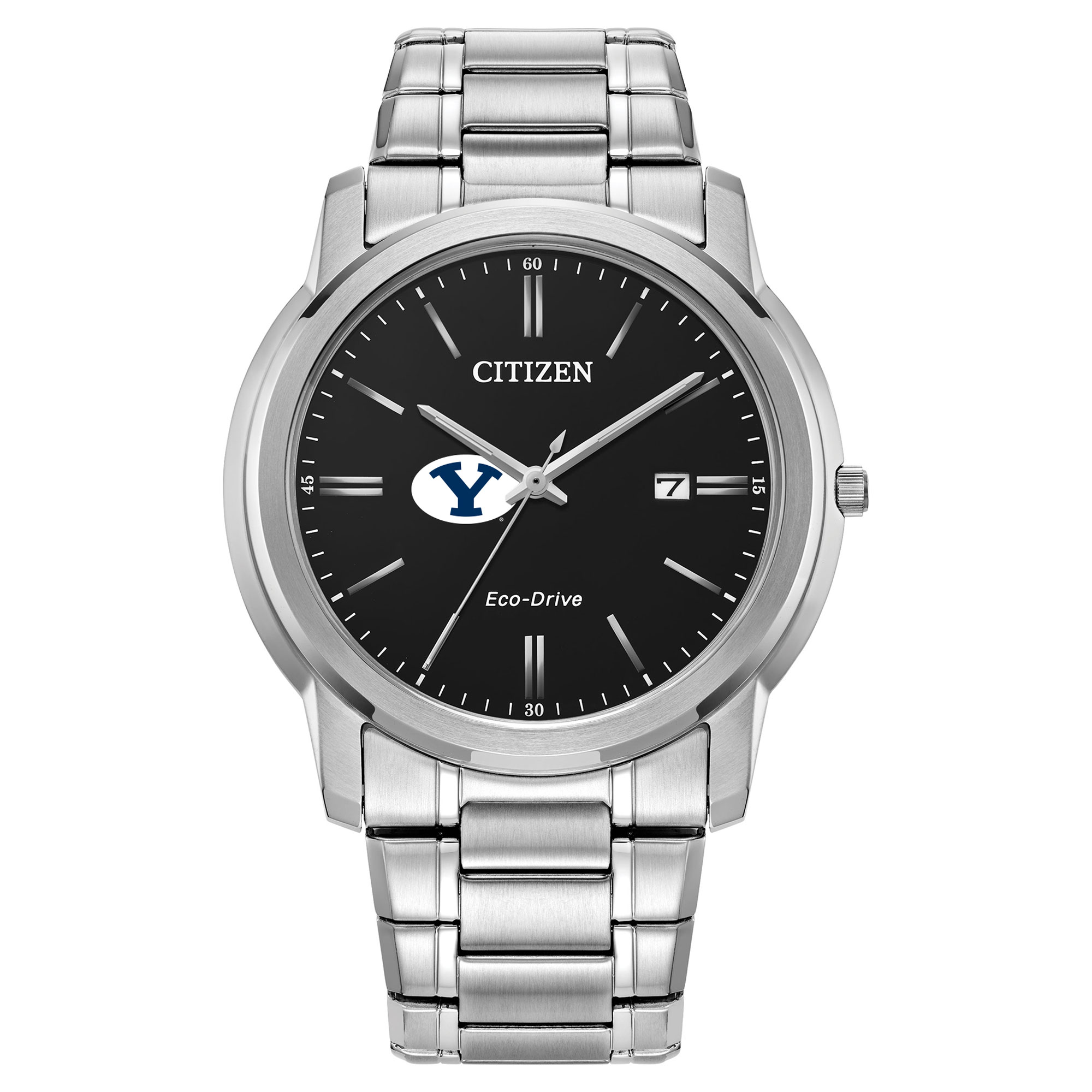 Men's Citizen Watch  Silver BYU Cougars Eco-Drive Black Dial Watch