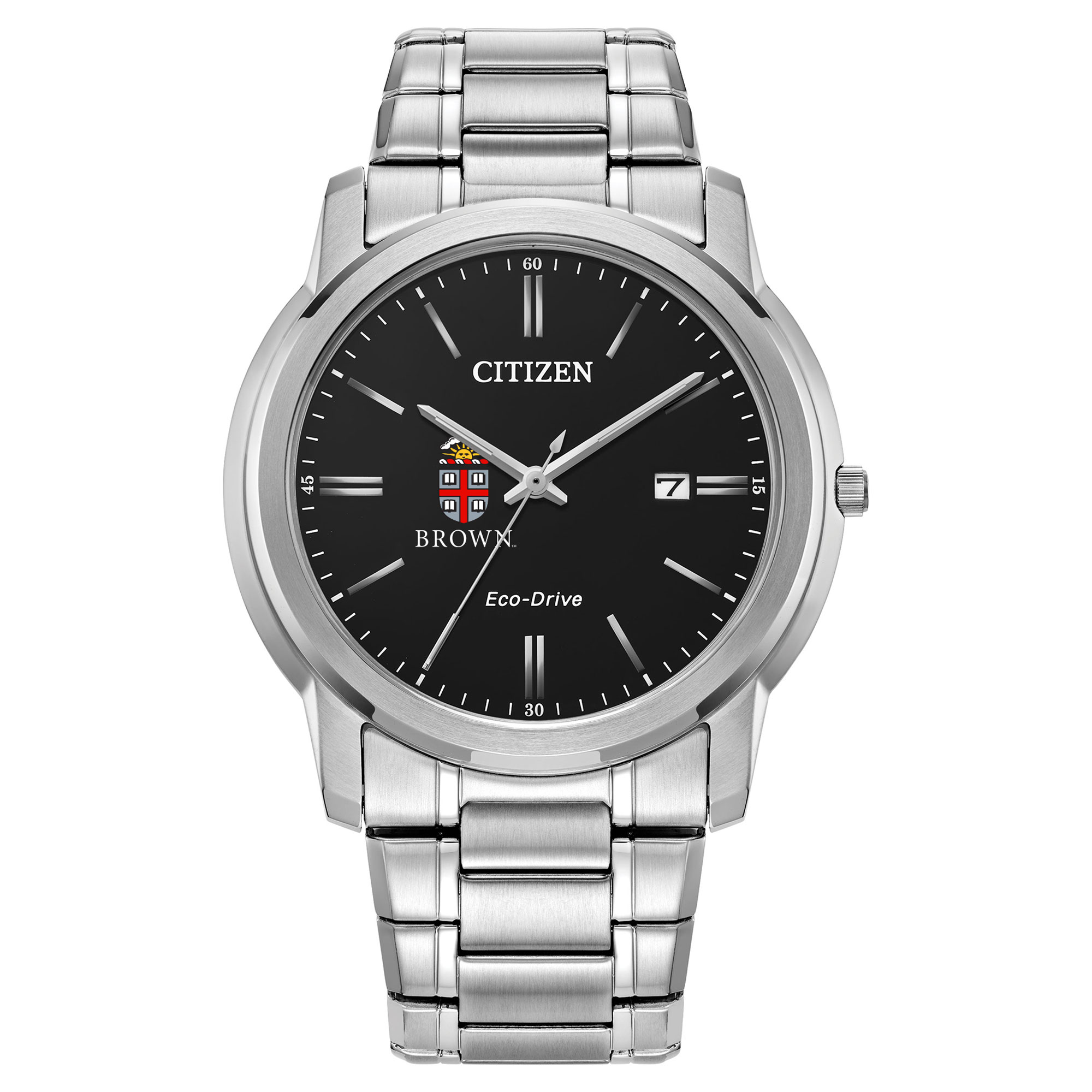Men's Citizen Watch  Silver Brown Bears Eco-Drive Black Dial Watch