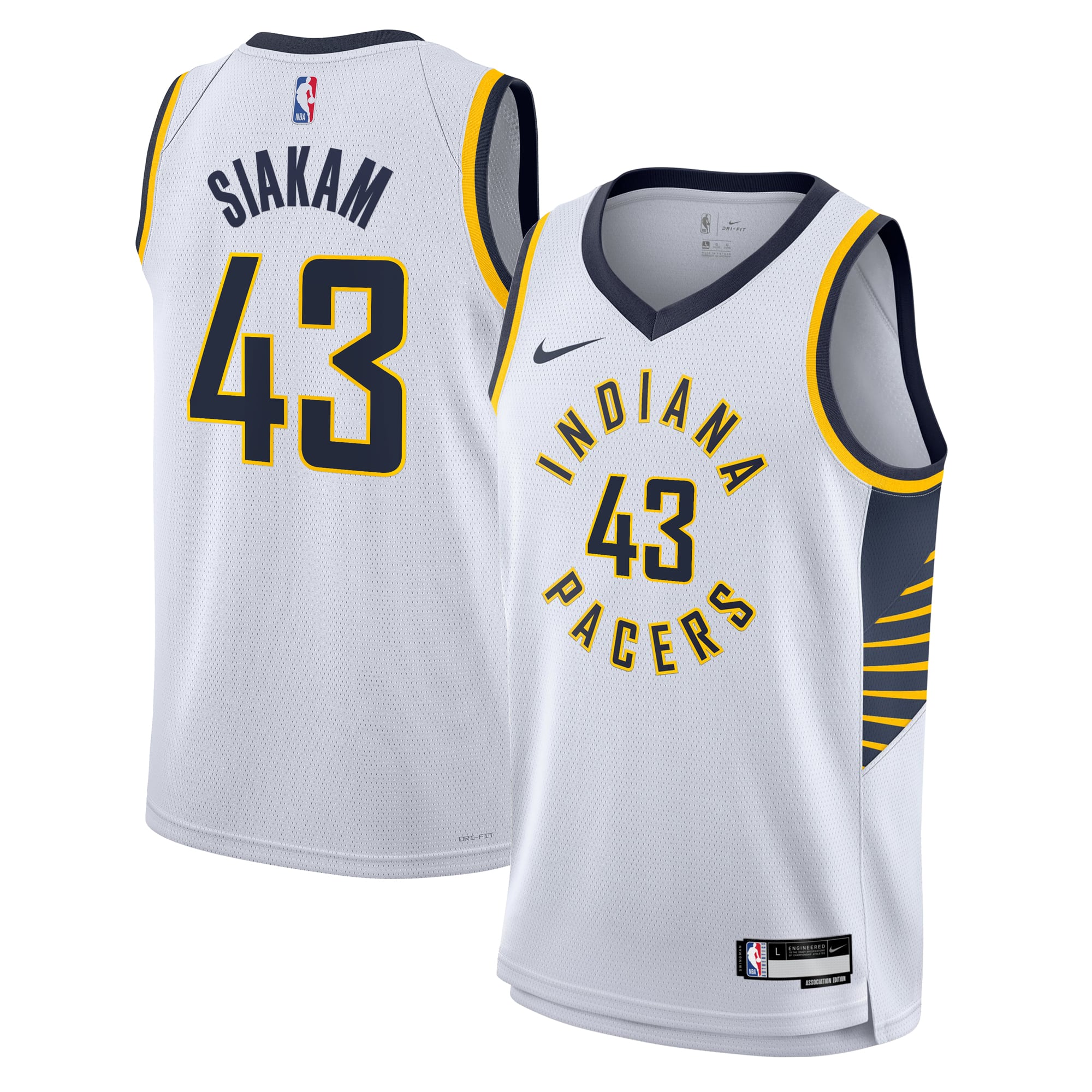 Camiseta Nike Association Edition Swingman de los Indiana Pacers - Blanca - Pascal Siakam - Juvenil