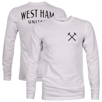 Men's 1863FC  Gray West Ham United Back Team Arch Long Sleeve T-Shirt