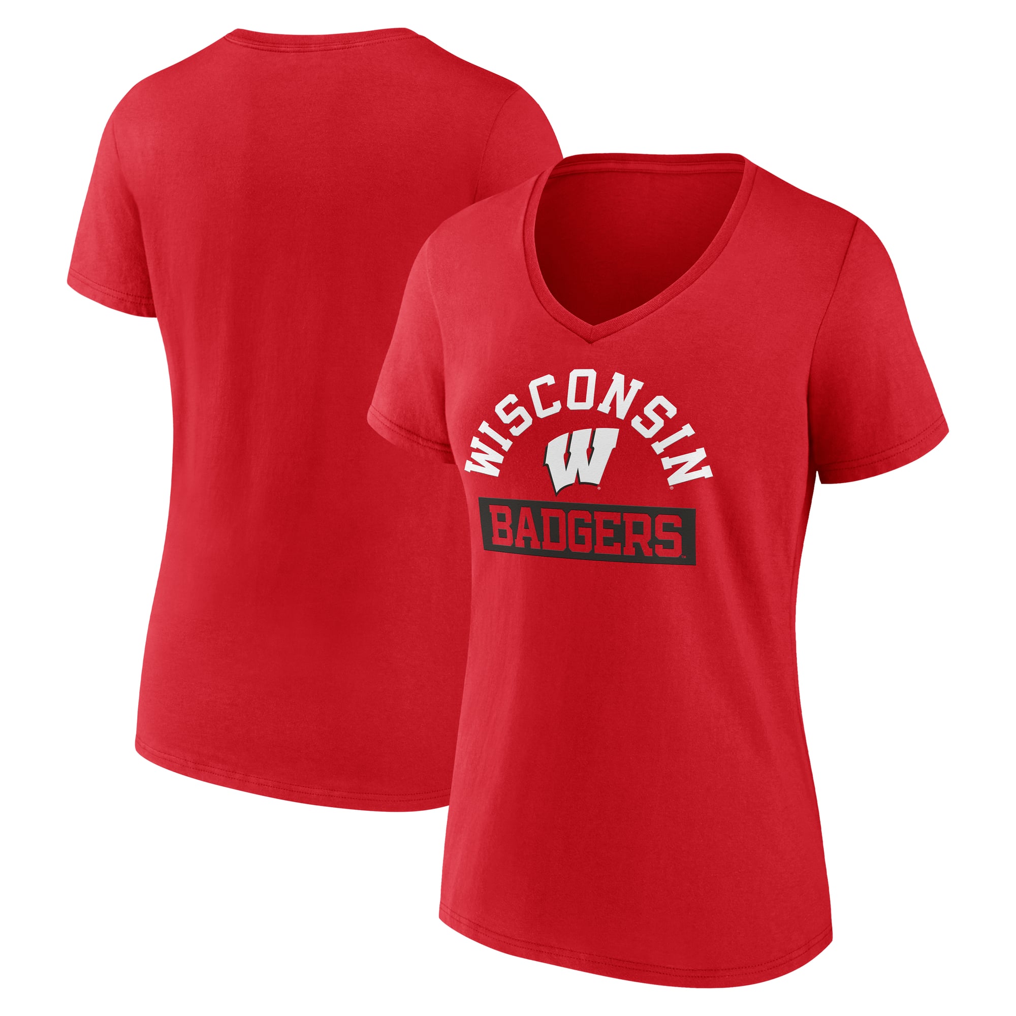 Women's Red Wisconsin Badgers Extra Point V-Neck T-Shirt