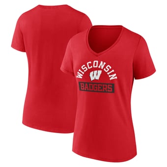 Women's Red Wisconsin Badgers Extra Point V-Neck T-Shirt