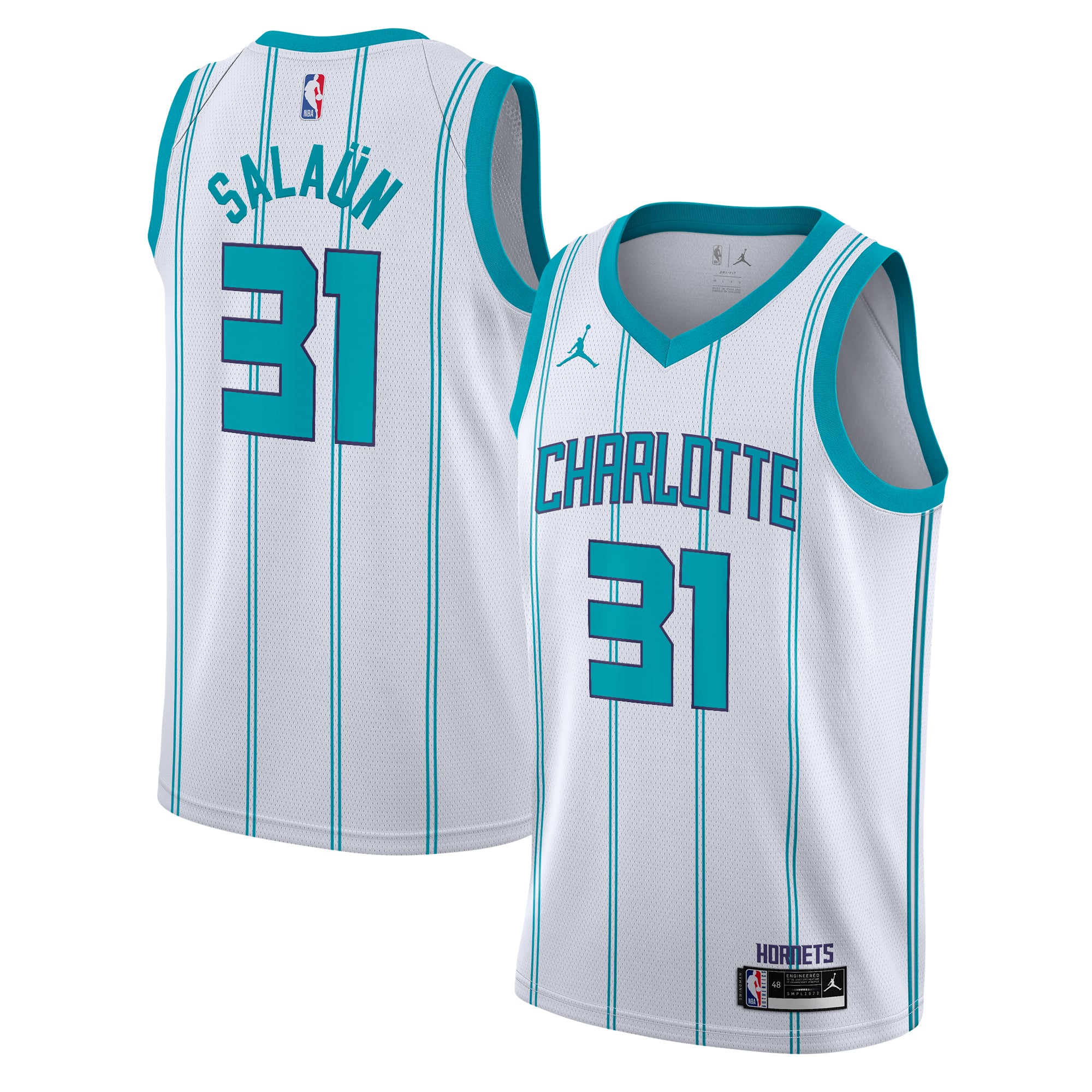 Camiseta Jordan Brand Association Edition Swingman de los Charlotte Hornets - Blanca - Tidjane Salaün - Juvenil